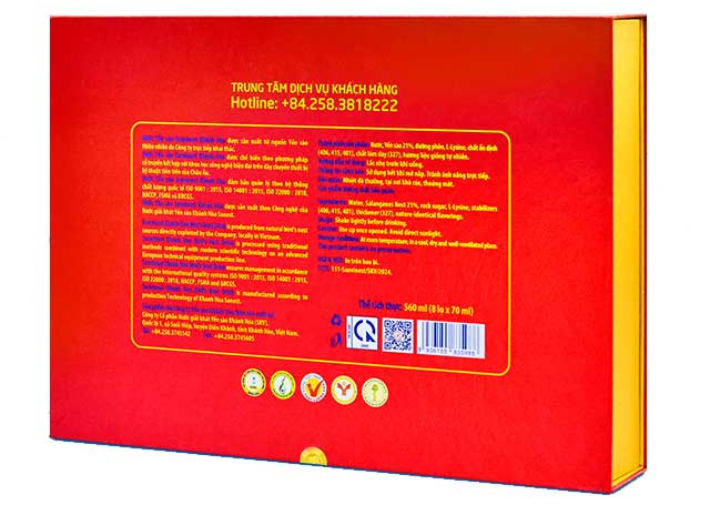 Hộp Quà Tặng 8 Lọ Yến Sào Khánh Hòa 21% 70ml Có Đường YSKH04